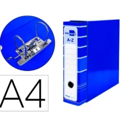 Archivador de palanca liderpapel a4 filing system forrado sin rado lomo 80mm azul con caja y compresor metalico