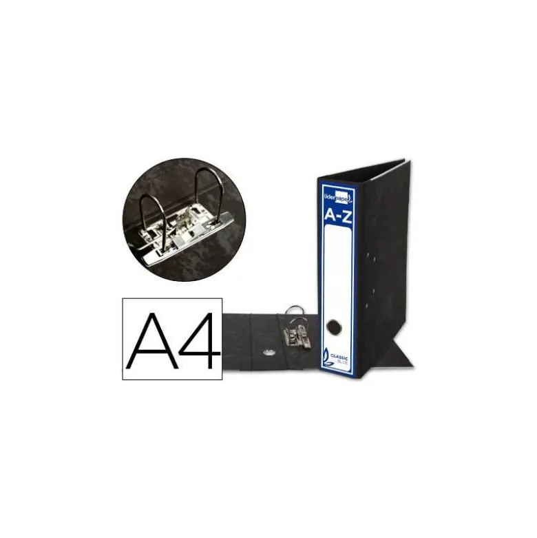 Archivador de palanca Liderpapel classic blue 2 anillas 75 Mm DIN A4 Color negro Carton entrecolado