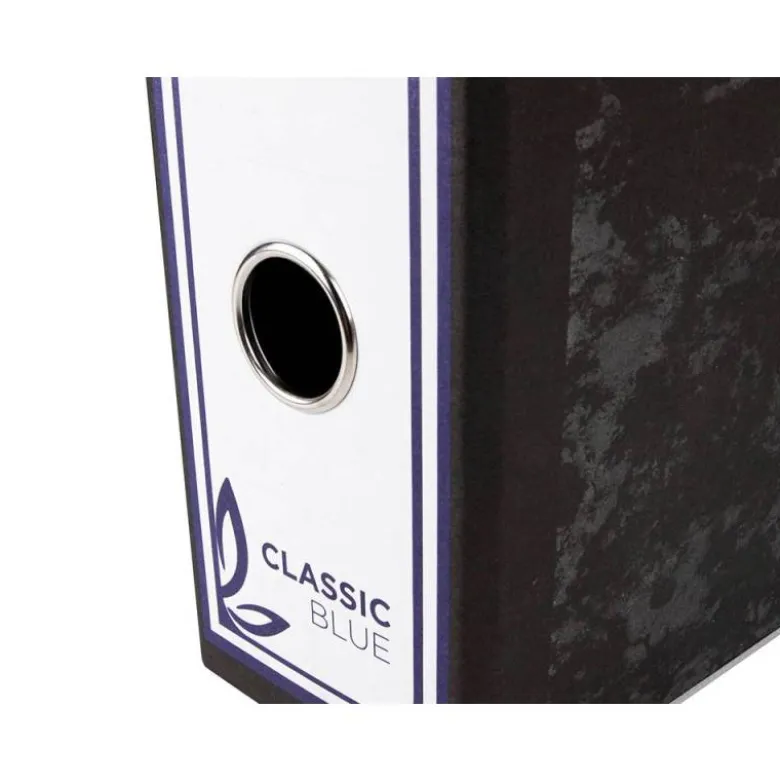 Archivador de palanca Liderpapel carton forrado folio negro lomo 80mm Jaspeado
