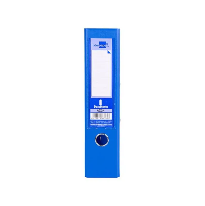 Archivador de palanca liderpapel Din A4 documenta forrado pvc con rado lomo 75mm azul compresor metalico