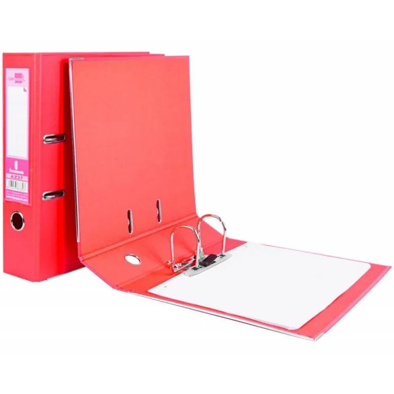 Archivador de palanca liderpapel Din A4 documenta forrado pvc con rado lomo 75mm rojo compresor metalico
