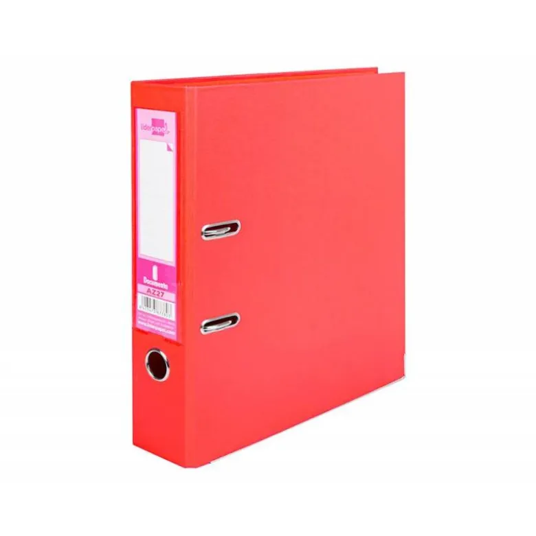 Archivador de palanca liderpapel Din A4 documenta forrado pvc con rado lomo 75mm rojo compresor metalico