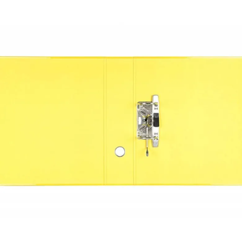 Archivador de palanca liderpapel Din A4 color system forrado sin rado lomo 80mm amarillo compresor metalico.