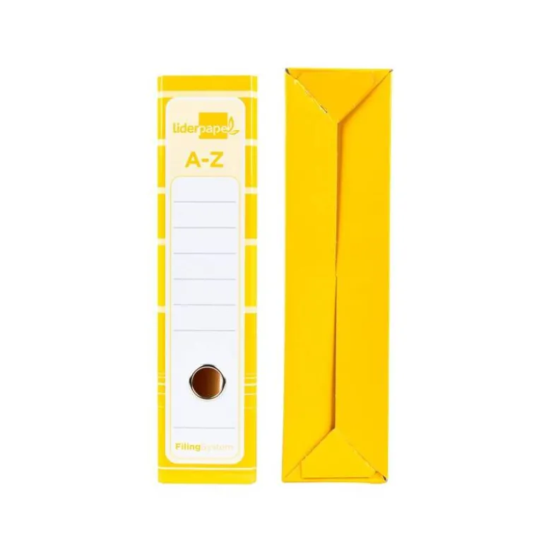 Archivador de palanca liderpapel Din A4 filing system forrado sin rado lomo 80mm amarillo con caja y compresor metal