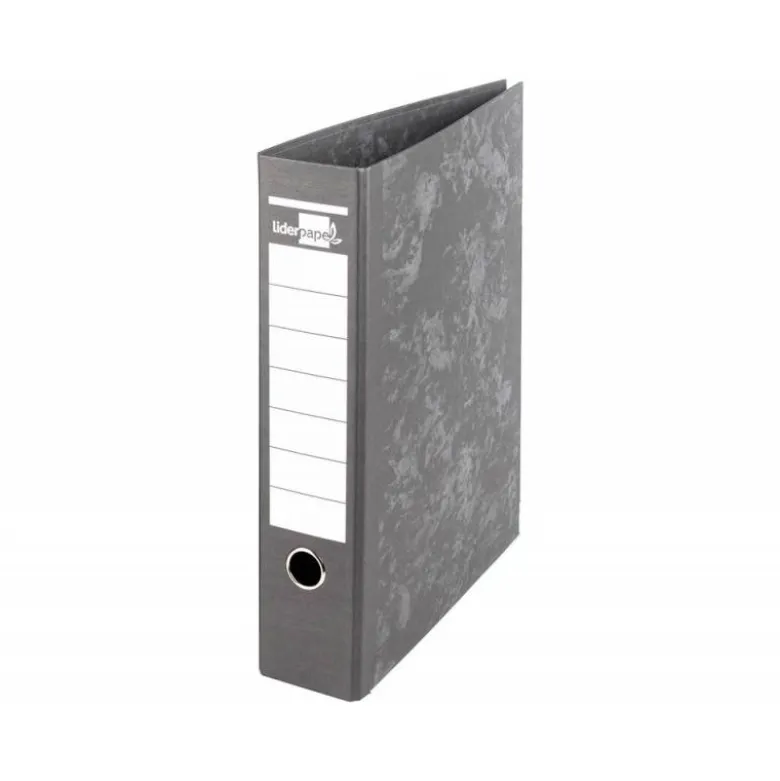 Archivador de palanca liderpapel Din A4 carton forrado sin rado lomo 80mm negro compresor metalico