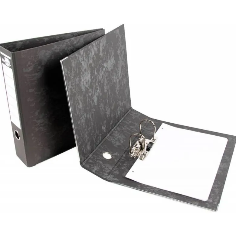 Archivador de palanca liderpapel Din A4 carton forrado sin rado lomo 80mm negro compresor metalico