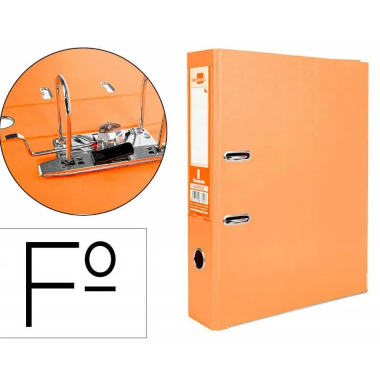Archivador de palanca Liderpapel Documenta folio color naranja