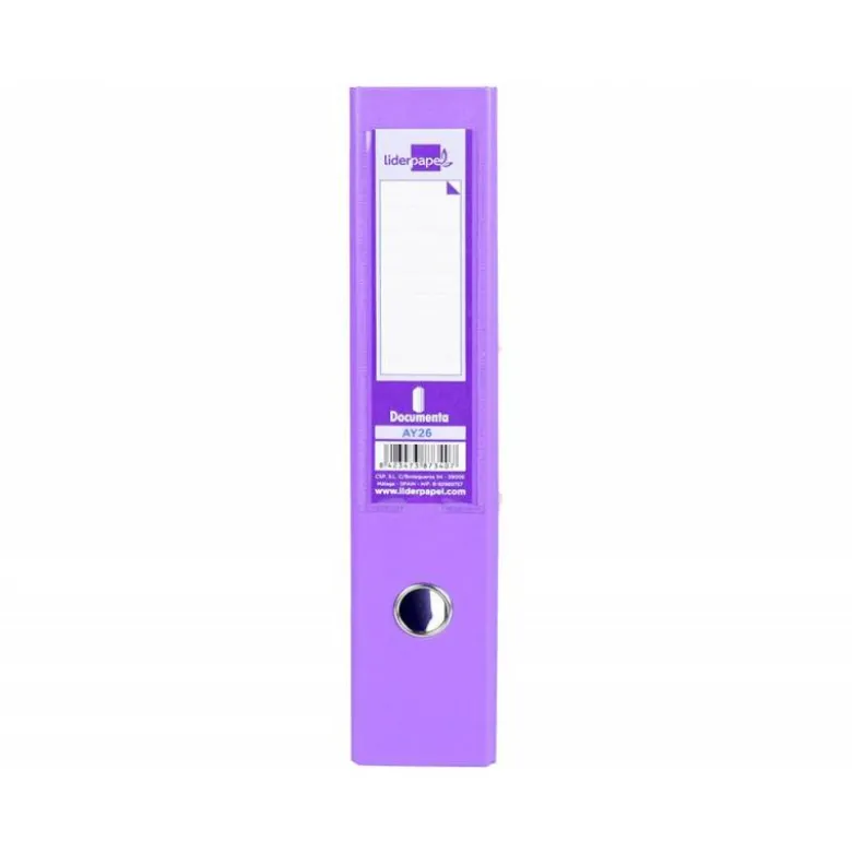 Archivador de palanca Liderpapel folio color lila lomo 75mm
