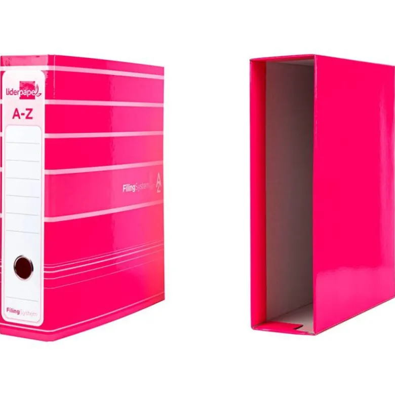Archivador de palanca Liderpapel Filing System con caja A4 Lomo 80 mm color Rosa