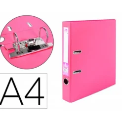 Archivador de palanca marca Liderpapel A4 rosa compresor metalico