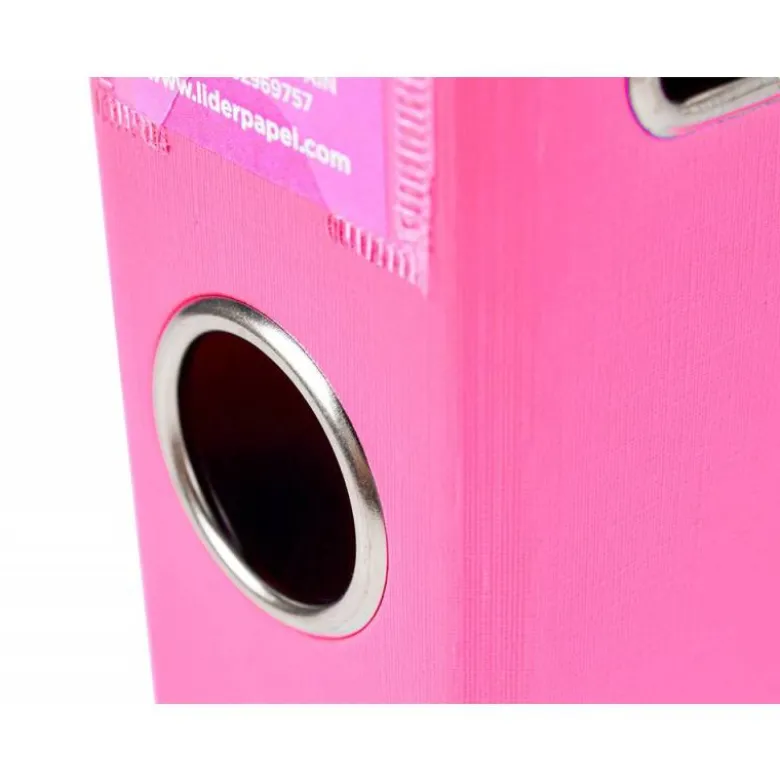 Archivador de palanca marca Liderpapel A4 rosa compresor metalico