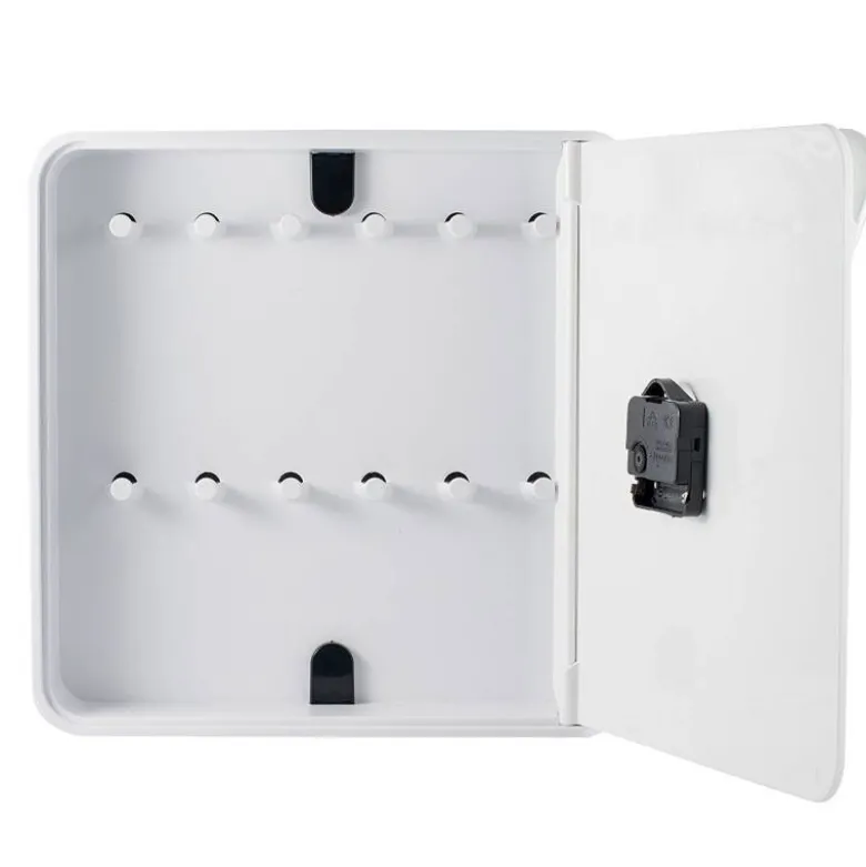 Armario portallaves plástico Paperflow con reloj 12 llaves 320x320x60 mm Blanco