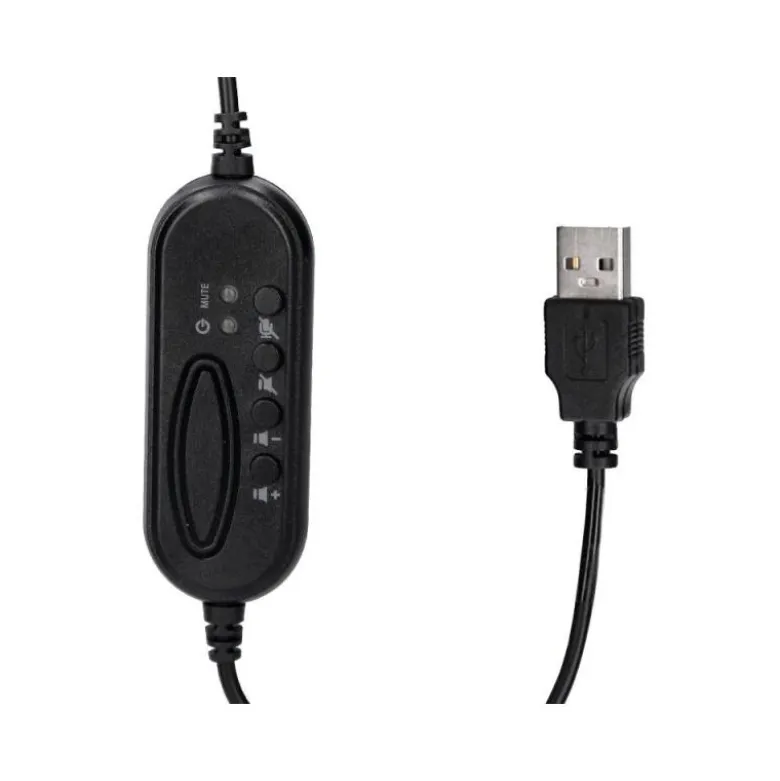 AURICULAR Q-CONNECT BIAURAL DIADEMA CON MICROFONO Y CONTROL DE VOLUMEN CONEXION USB COLOR NEGRO