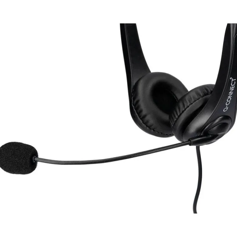AURICULAR Q-CONNECT BIAURAL DIADEMA CON MICROFONO Y CONTROL DE VOLUMEN CONEXION USB COLOR NEGRO