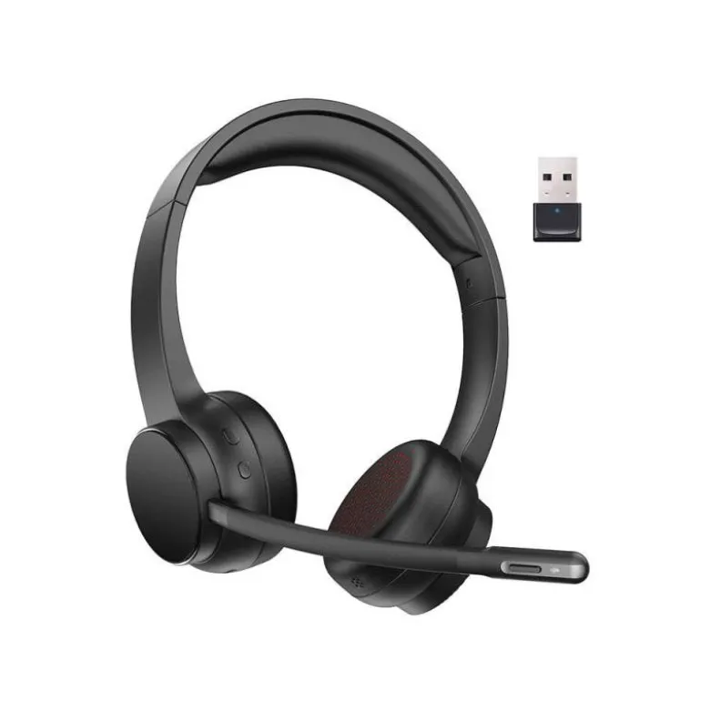 AURICULAR Q-CONNECT INALAMBRICO DIADEMA CON MICROFONO FLEXIBLE Y BOTON DE BLUETOOTH USB COLOR NEGRO
