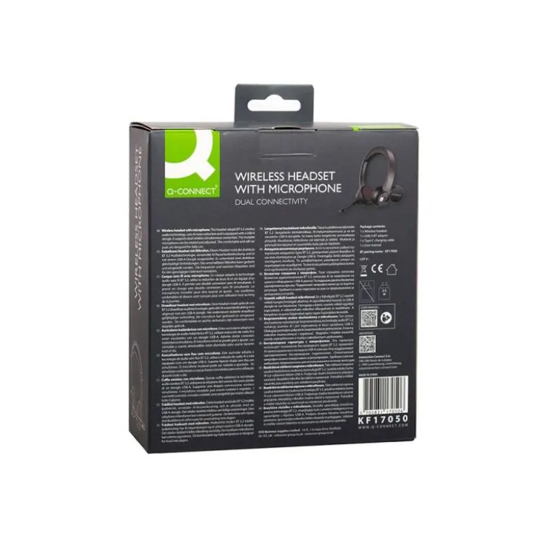 AURICULAR Q-CONNECT INALAMBRICO DIADEMA CON MICROFONO FLEXIBLE Y BOTON DE BLUETOOTH USB COLOR NEGRO