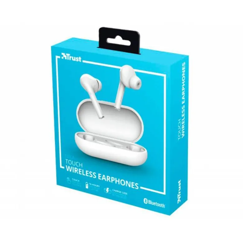 AURICULAR TRUST NIKA INALAMBRICO BLUETOOTH CON ESTUCHE DE CARGA COLOR BLANCO