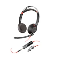 AURICULARES POLY CON CABLE BLACKWIRE 5220 USB-C CONEXION 3,5 MM ADAPTADOR USB-C/A