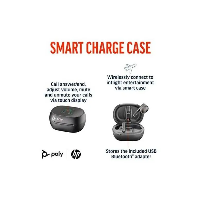 AURICULARES POLY INALAMBRICOS POLY VOYAGER FREE 60+ UC + ADAPTADOR BT700 USB-C + ESTUCHE DE CARGA CON PANTALLA TACTIL