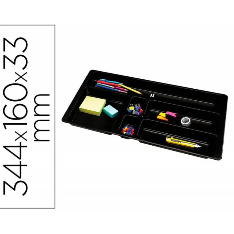BANDEJA ORGANIZADORA Q-CONNECT DE CAJONES COLOR NEGRO 344X160X33 MM