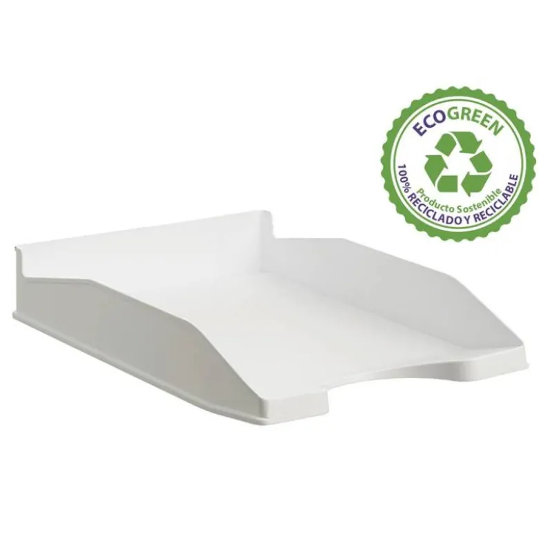 BANDEJA SOBREMESA ARCHIVO 2000 ECOGREEN PLASTICO 100% RECICLADO APILABLE FORMATOS DIN A4 Y FOLIO COLOR BLANCO