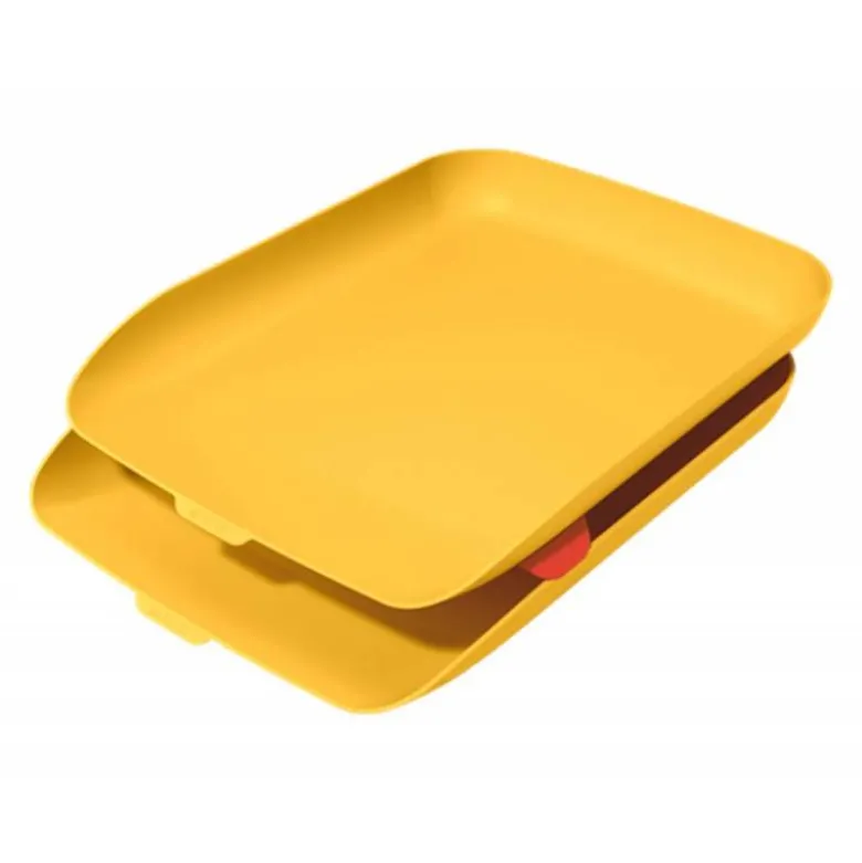 BANDEJA SOBREMESA LEITZ PLASTICO SET DE 2 UNIDADES COLOR AMARILLO