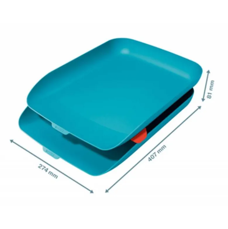 BANDEJA SOBREMESA LEITZ PLASTICO SET DE 2 UNIDADES COLOR AZUL