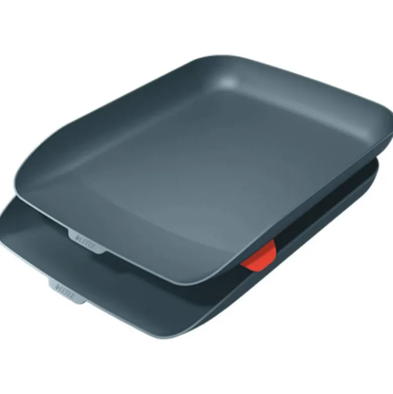 BANDEJA SOBREMESA LEITZ PLASTICO SET DE 2 UNIDADES COLOR GRIS