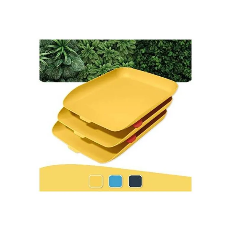 BANDEJA SOBREMESA LEITZ PLASTICO SET DE 3 UNIDADES COLOR AMARILLO