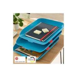 BANDEJA SOBREMESA LEITZ PLASTICO SET DE 3 UNIDADES COLOR AZUL