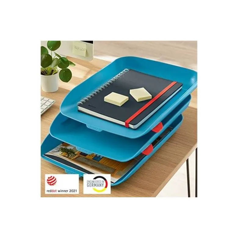 BANDEJA SOBREMESA LEITZ PLASTICO SET DE 3 UNIDADES COLOR AZUL