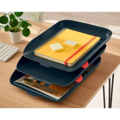 BANDEJA SOBREMESA LEITZ PLASTICO SET DE 3 UNIDADES COLOR GRIS