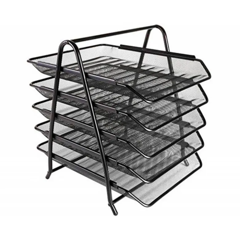 BANDEJA SOBREMESA METALICA Q-CONNECT KF18474 REJILLA NEGRO 5 BANDEJAS MOVIBLES 350X275X375 MM