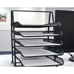 BANDEJA SOBREMESA METALICA Q-CONNECT KF18474 REJILLA NEGRO 5 BANDEJAS MOVIBLES 350X275X375 MM