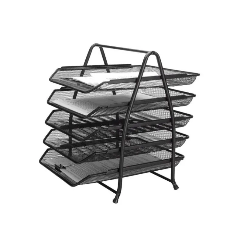 BANDEJA SOBREMESA METALICA Q-CONNECT KF18474 REJILLA NEGRO 5 BANDEJAS MOVIBLES 350X275X375 MM