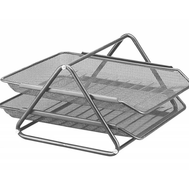 Bandeja sobremesa metalica q-connect rejilla gxa100 plata con 2 bandejas movibles -300x185x 350 mm