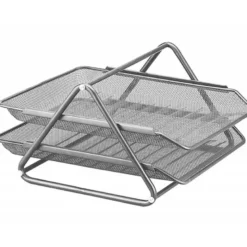 Bandeja sobremesa metalica q-connect rejilla gxa100 plata con 2 bandejas movibles -300x185x 350 mm