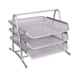Bandeja sobremesa metalica q-connect kf00822 rejilla plata con 3 bandejas movibles 350x278x275 mm
