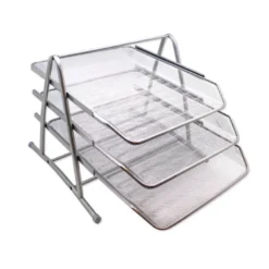 Bandeja sobremesa metalica q-connect kf00822 rejilla plata con 3 bandejas movibles 350x278x275 mm