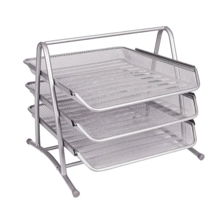 Bandeja sobremesa metalica q-connect kf00822 rejilla plata con 3 bandejas movibles 350x278x275 mm
