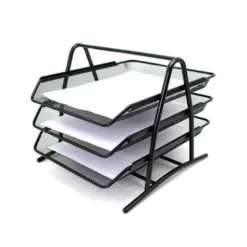 Bandeja sobremesa metalica q-connect kf00823 rejilla negra 3 bandejas movibles 350x278x275 mm