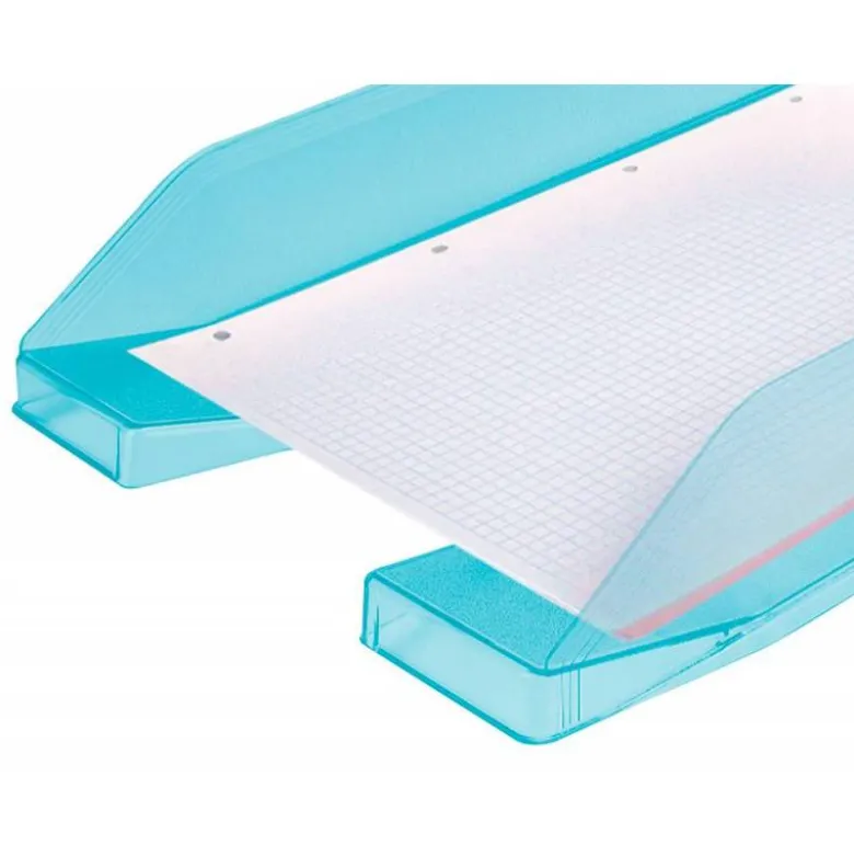Bandeja sobremesa plastico q-connect color turquesa transparente 240x70x340 mm