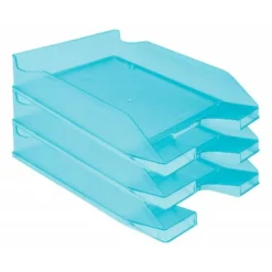 Bandeja sobremesa plastico q-connect color turquesa transparente 240x70x340 mm