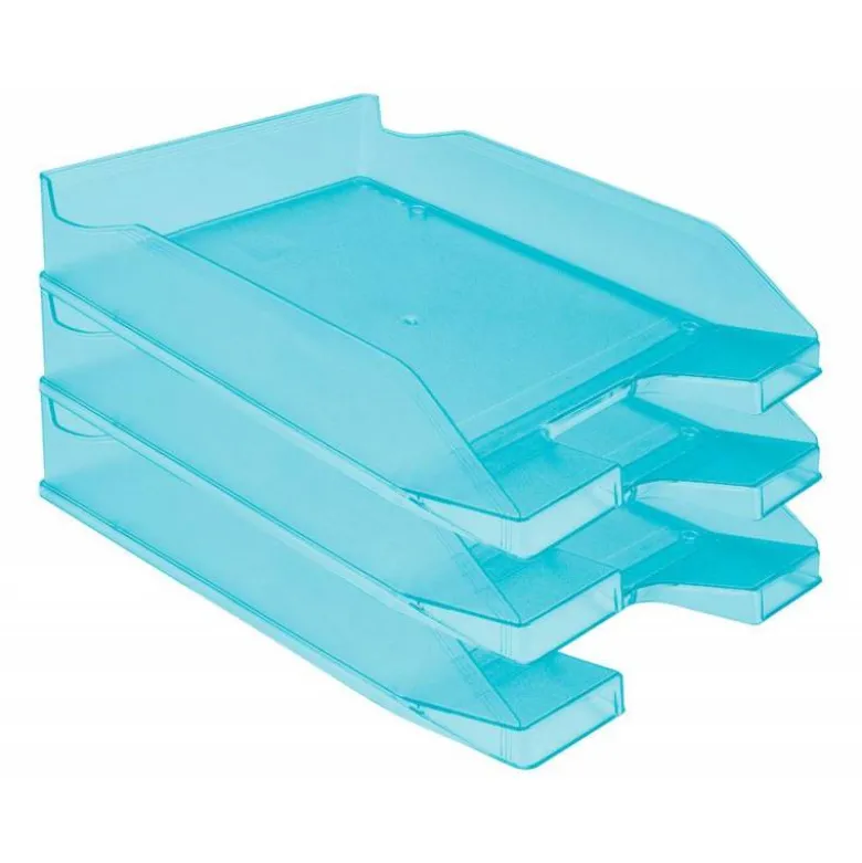 Bandeja sobremesa plastico q-connect color turquesa transparente 240x70x340 mm