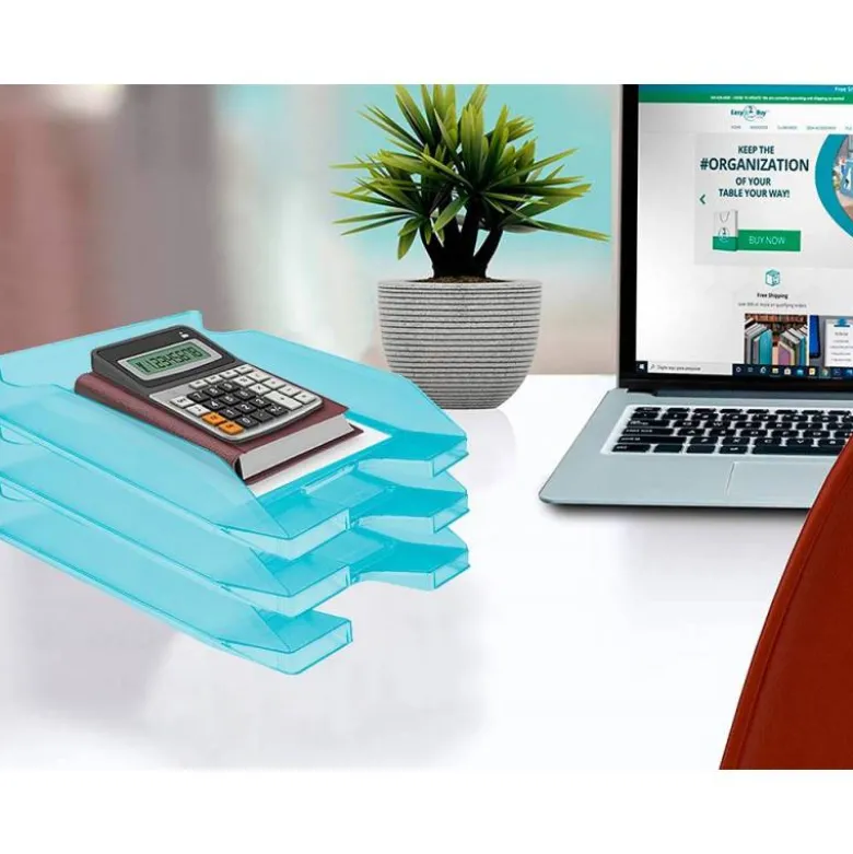 Bandeja sobremesa plastico q-connect color turquesa transparente 240x70x340 mm