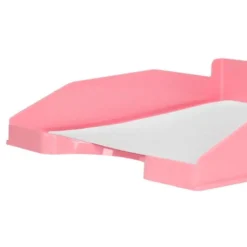 BANDEJA SOBREMESA PLASTICO Q-CONNECT ROSA PASTEL OPACO 240X70X340MM