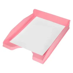 BANDEJA SOBREMESA PLASTICO Q-CONNECT ROSA PASTEL OPACO 240X70X340MM