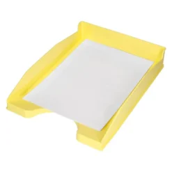 BANDEJA SOBREMESA PLASTICO Q-CONNECT AMARILLO PASTEL OPACO 240X70X340MM