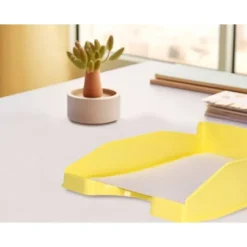 BANDEJA SOBREMESA PLASTICO Q-CONNECT AMARILLO PASTEL OPACO 240X70X340MM