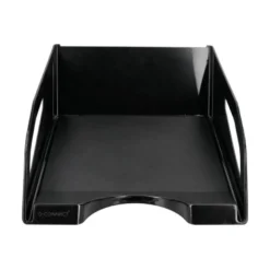 BANDEJA SOBREMESA PLASTICO Q-CONNECT GRAN CAPACIDAD CON ASA NEGRO OPACO 386X270X115MM